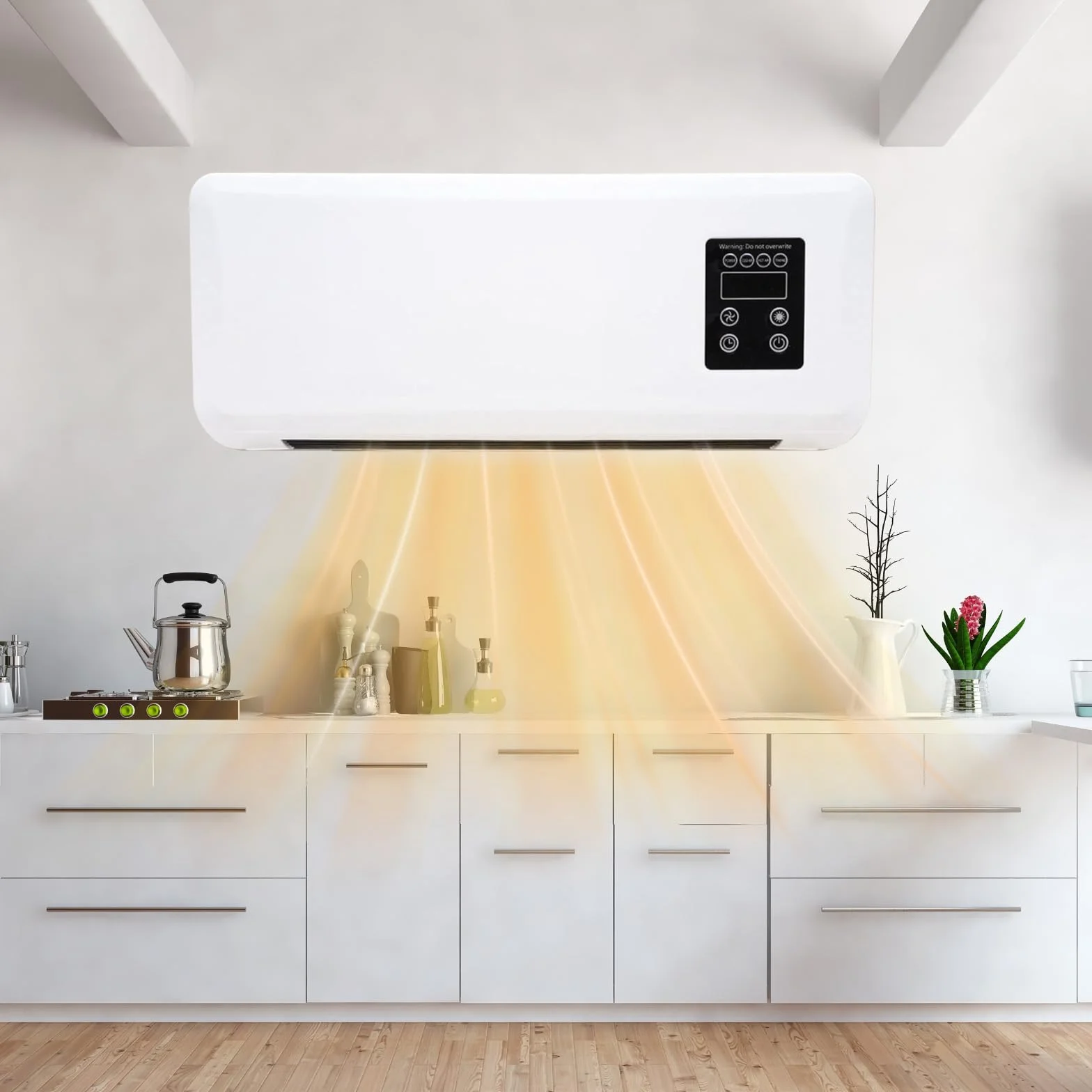 Ventilateur Mural Avec Télécommande,Climatiseur Mural Réversible Split,Climatiseur Sans Unité Extérieure,Air Conditioner,Ventilateur De Refroidissement Pour Cuisine,Chambre à Coucher (Blanc)