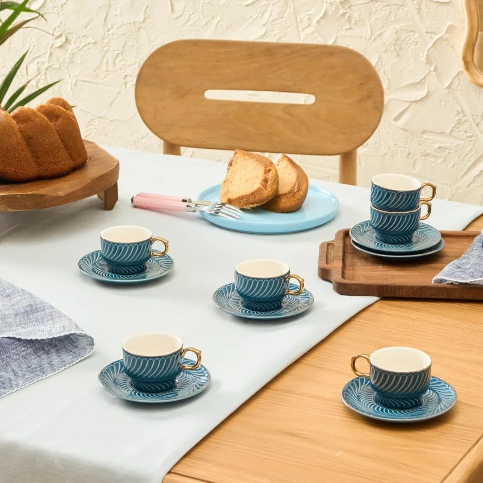 KARACA Olympian Lot de 6 tasses à café Bleu 90 ml
