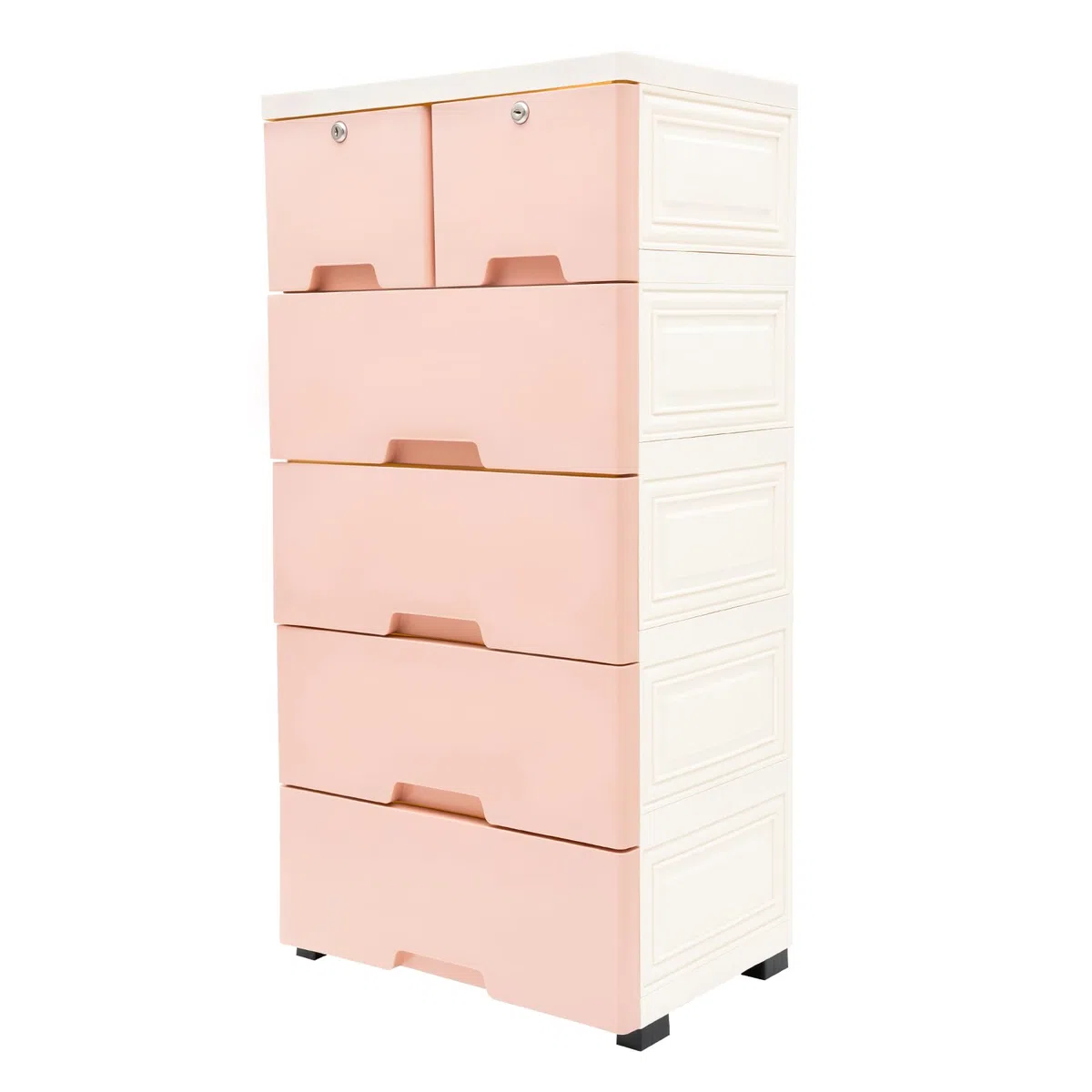 Commode de rangement, en plastique, à 6 tiroirs, avec 4 roues, empilable, avec serrure, rangement autonome, pour la maison, le bureau, la chambre à coucher, la salle de bain