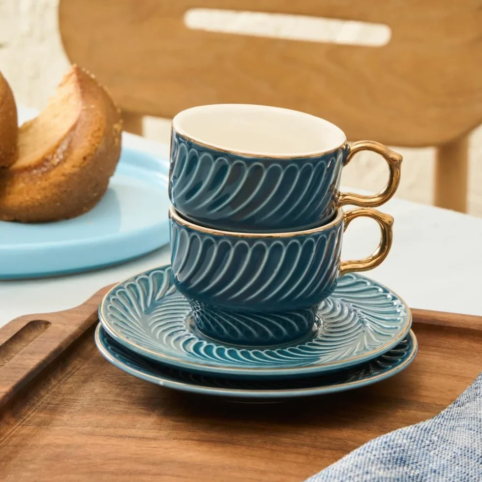 KARACA Olympian Lot de 6 tasses à café Bleu 90 ml