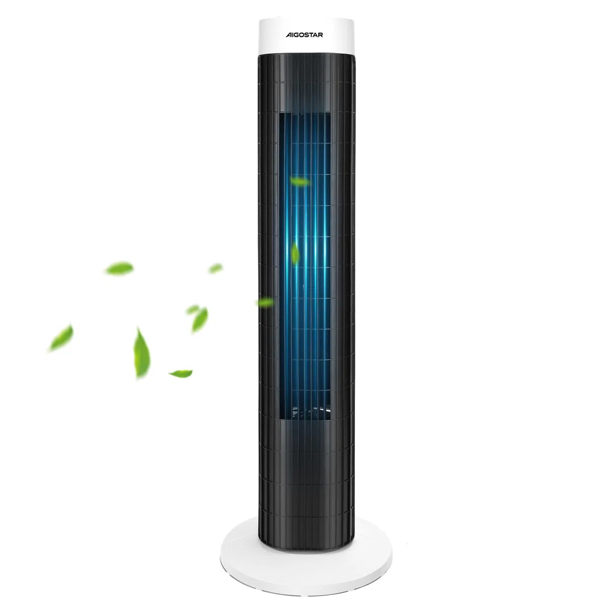 Aigostar Ventilateur Colonne Silencieux 76cm, 3 Vitesses Puissantes, Oscillation 85°, Minuterie 120min, Économique 45W avec Poignée Intégrée, Noir & Blanc pour Chambre/Salon/Bureau-Ben