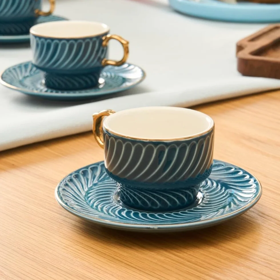 KARACA Olympian Lot de 6 tasses à café Bleu 90 ml