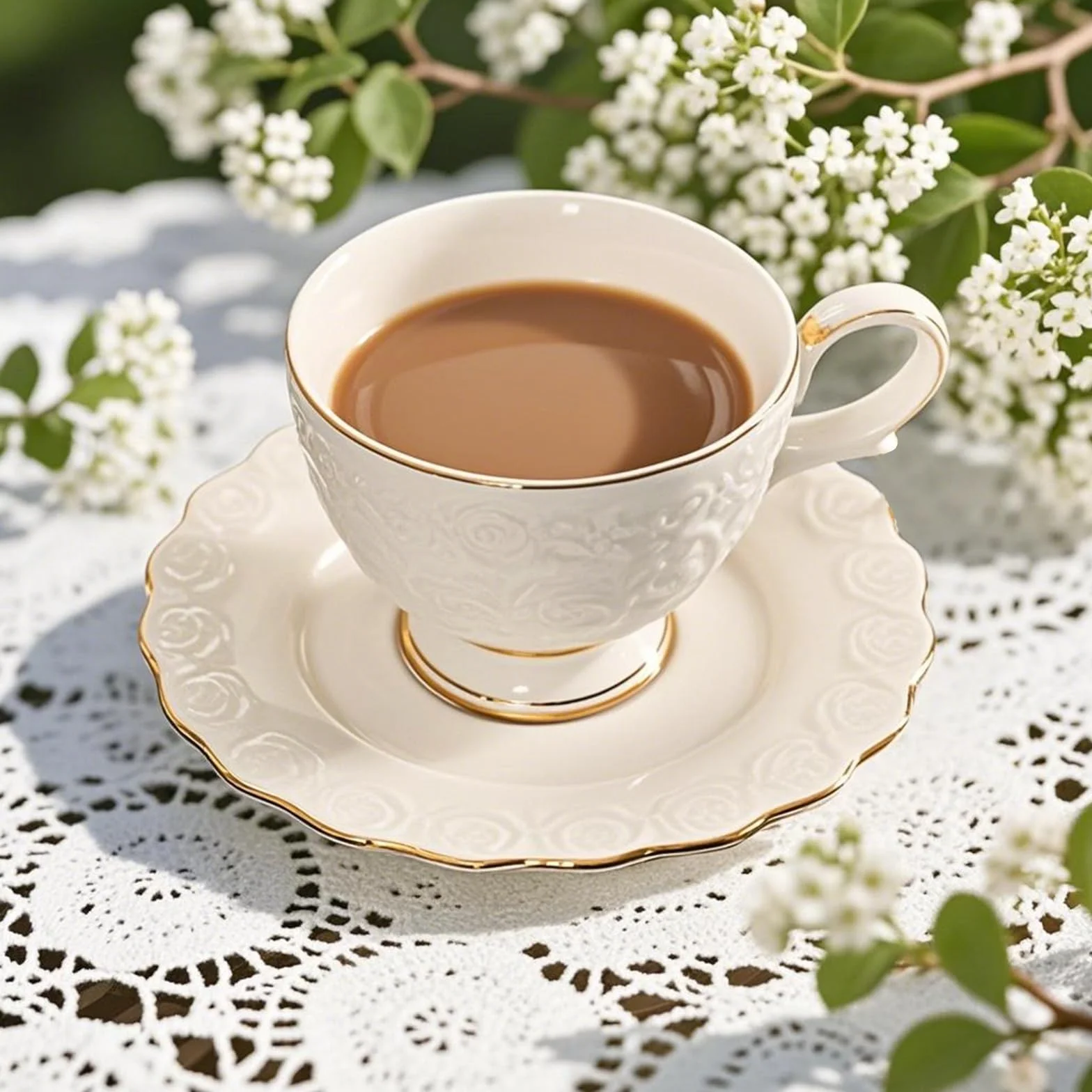 Service À Thé Vintage En Porcelaine 18 Pièces Avec Soucoupes Et Cuillères - Service À Thé Européen En Porcelaine Fine 200 Ml - Service À Café/Thé - Cadeaux Pour Femmes