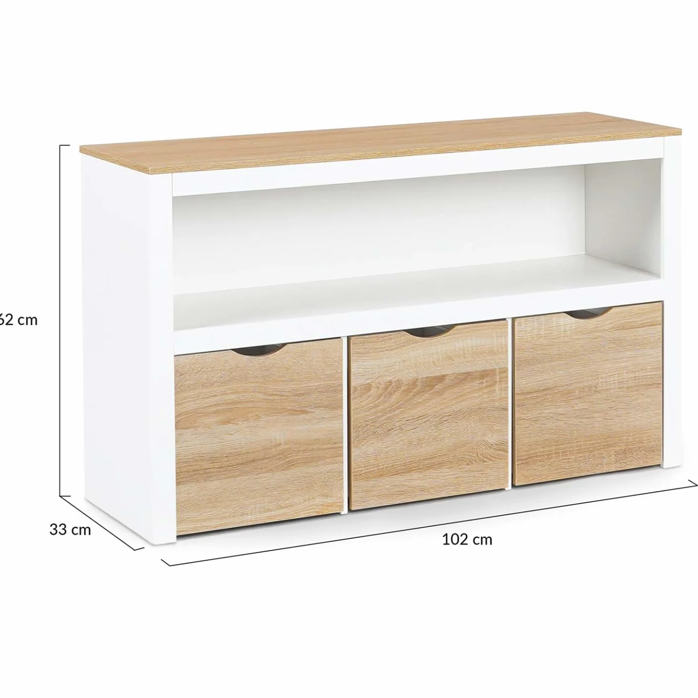 IDMarket - Meuble de Rangement Enfant Mana en Bois Blanc et hêtre 3 tiroirs Cubes sur roulettes